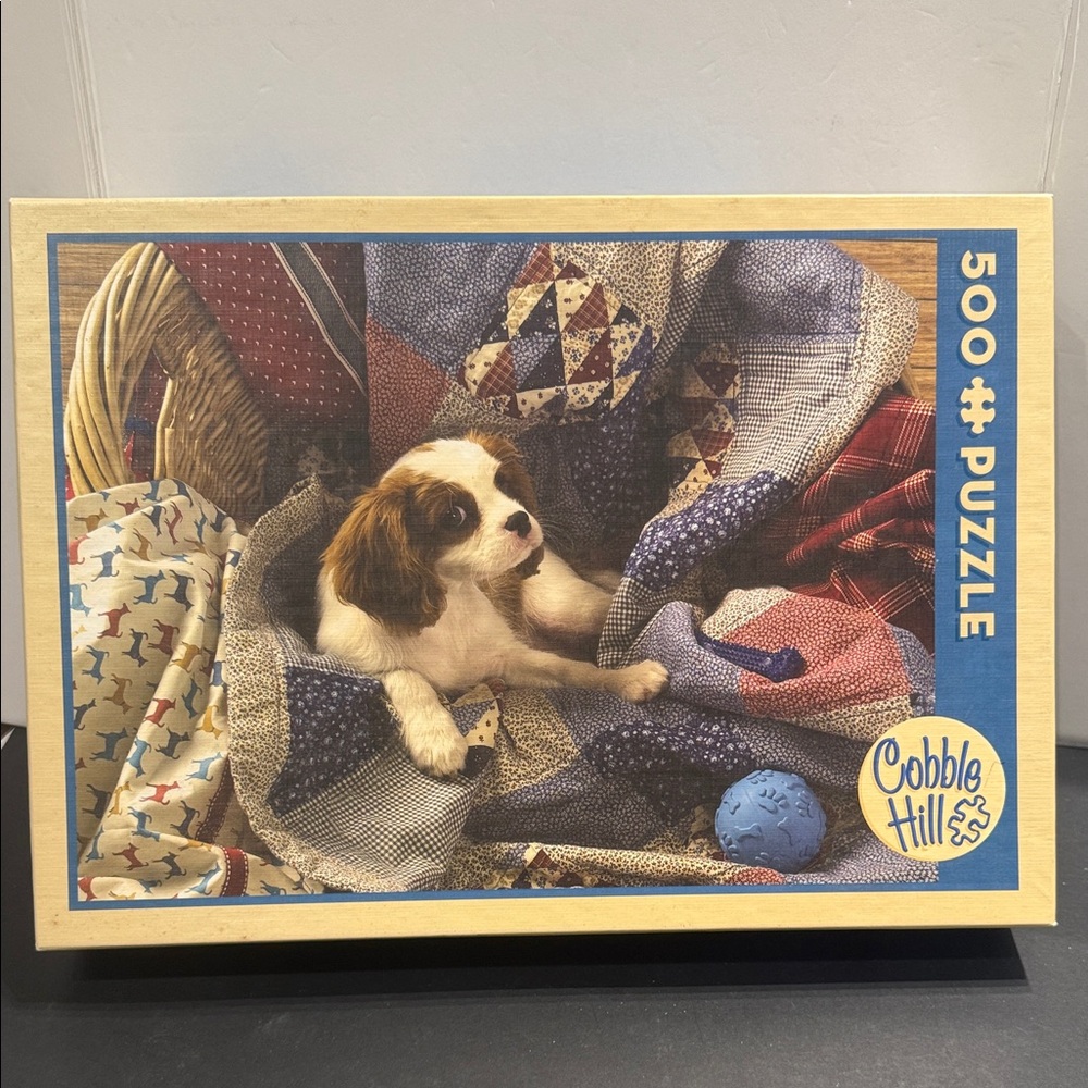 Cobble Hill 500 Pc Jigsaw Puzzle Laundry Day Cavalier King Charles Spaniel
